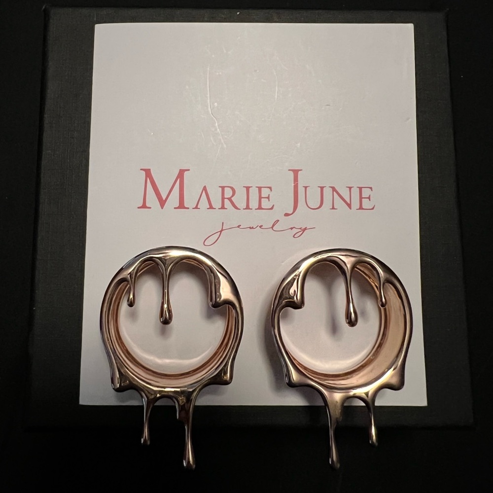 32 mm 18k Rose Gold Vermeil Fine Jewelry Ooak Marie June Drip Tunnels
